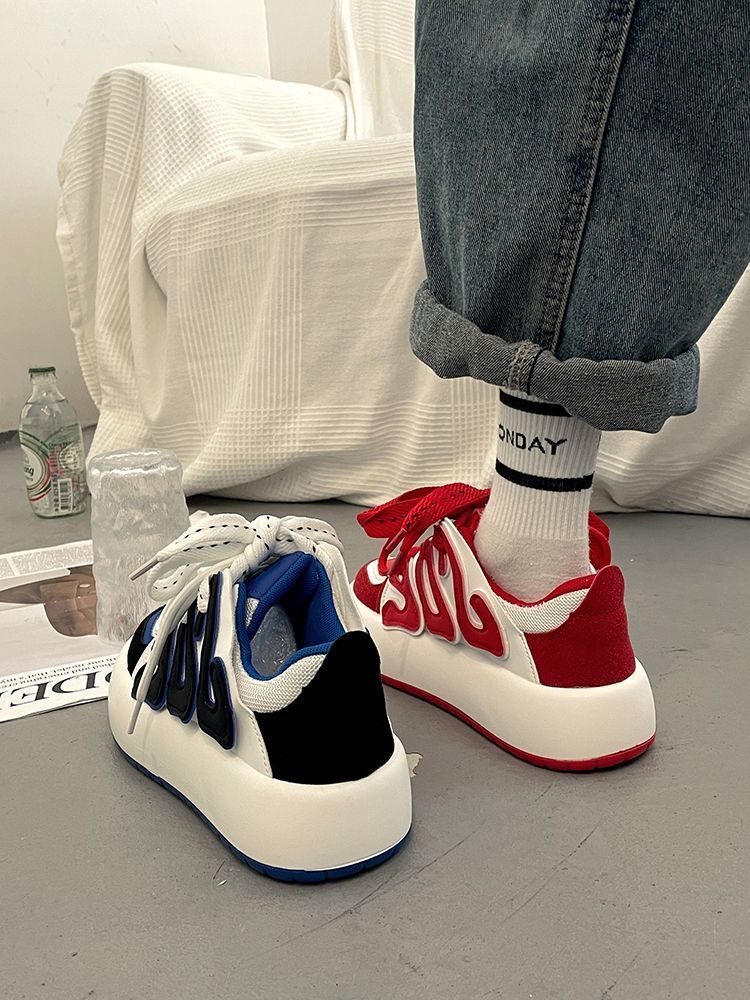Red Retro Versatile Retro Raised Street Design Casual Sports Shoes