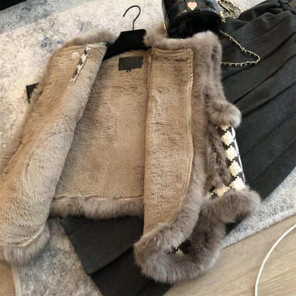 Fleece-lined Warm All-matching Loose Fur Collar Coat