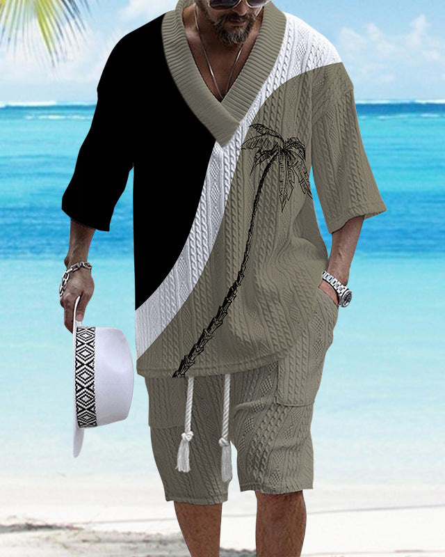 Casual Printing Suit Men's Summer Loose Short Sleeve T-shirt Shorts Set