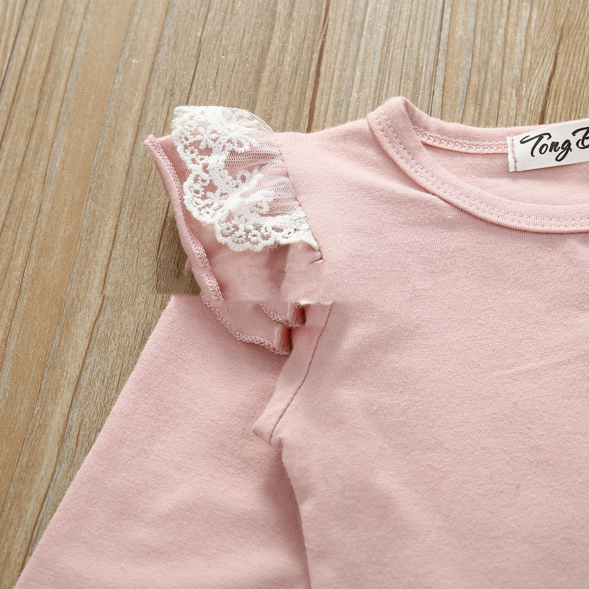 Infant And Toddler Cotton Lace Long-sleeved Harness Lace Long Pants Set