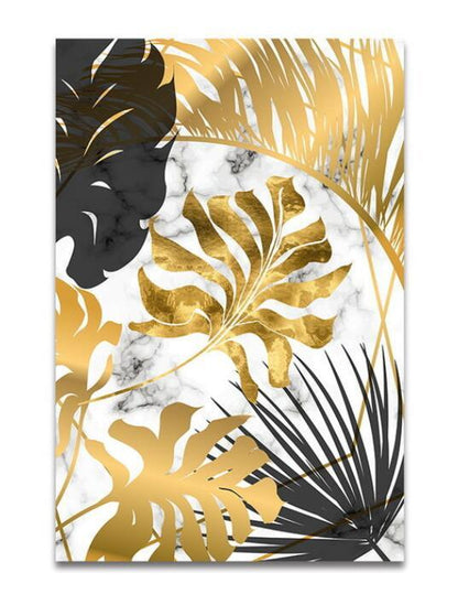 European Style Plant Gold Leaf Decorative Canvas Painting