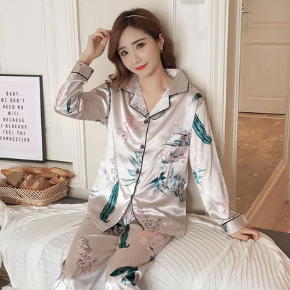 Plus Size Cardigan Lapel Ladies Pajamas Homewear