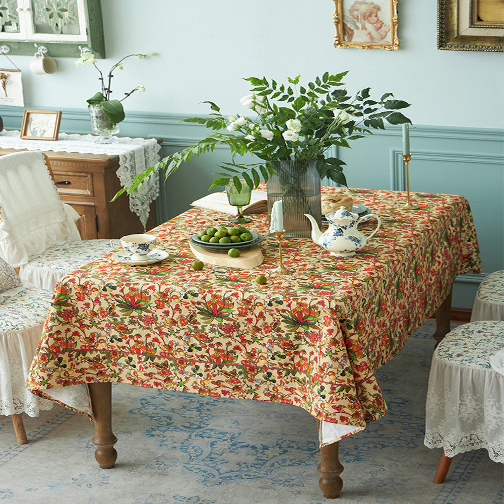 Vintage High-end Rectangular Flower Table Cloth