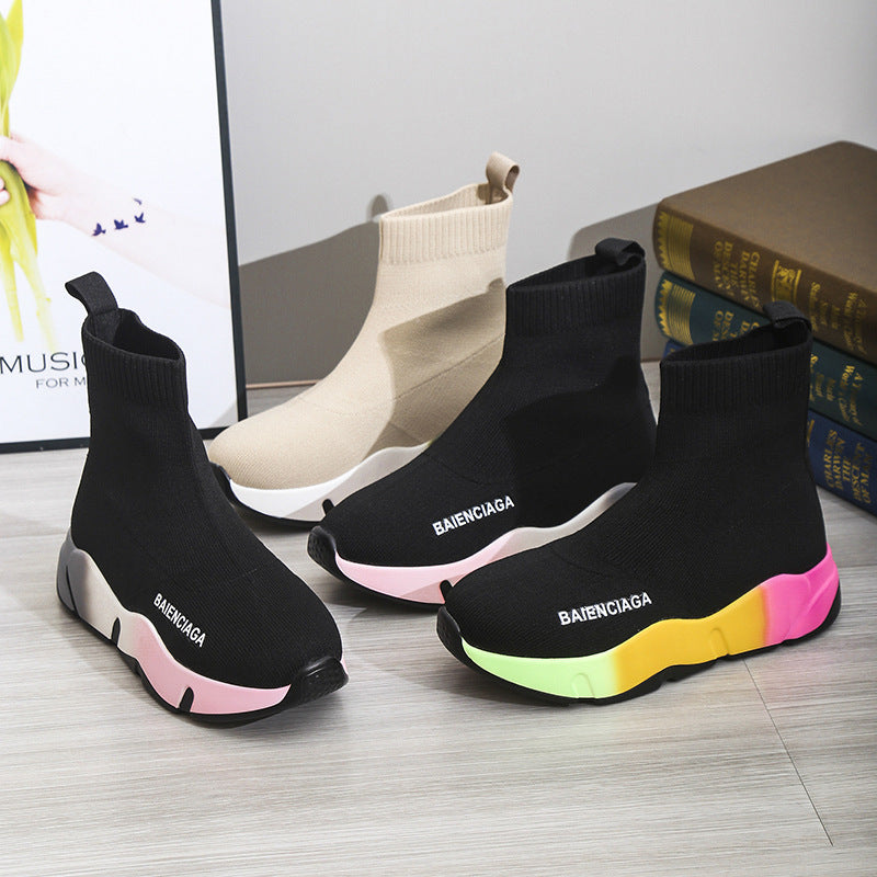 Black Sock Boots For Women Platform Shoes - FLIPSTYLEZLLC