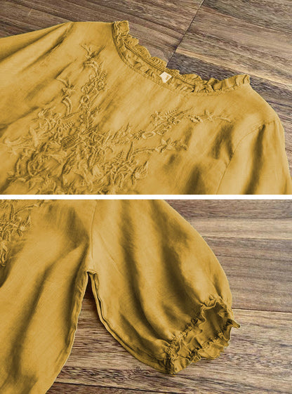 Fashion Cotton Plus Size Loose Embroidered T-shirt