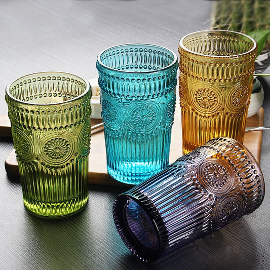 New Colorful Relief Glass Water Cup