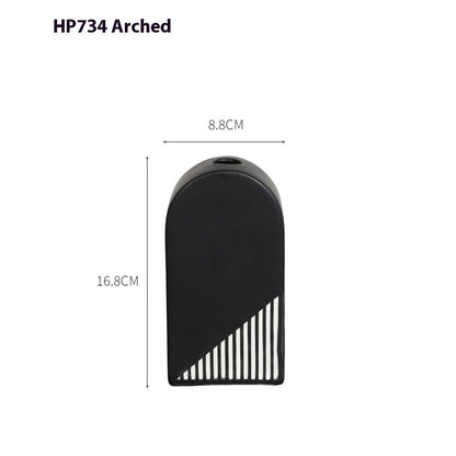 Black And White Striped Ceramic Dried Flower Vase Decorative Art Ornaments