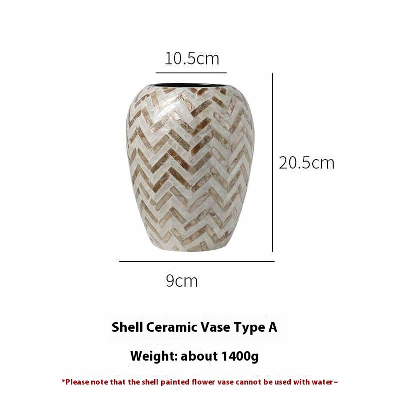 Natural Shell Handmade Ceramic Vase Home Creative Flower Container