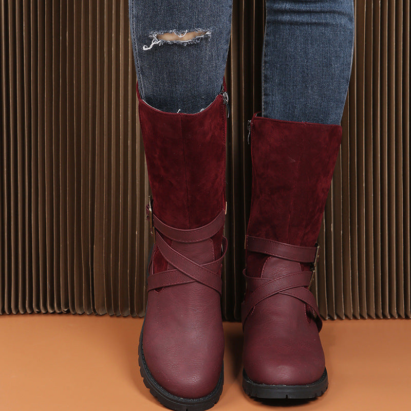 Square Heel Large Size Women's Shoe  Low Heel Casual Foot Belt