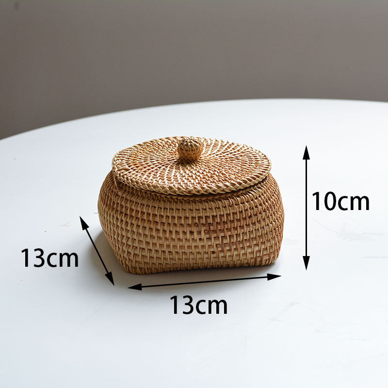 Autumn Rattan Woven Round Coffee Table Sundries Remote Control