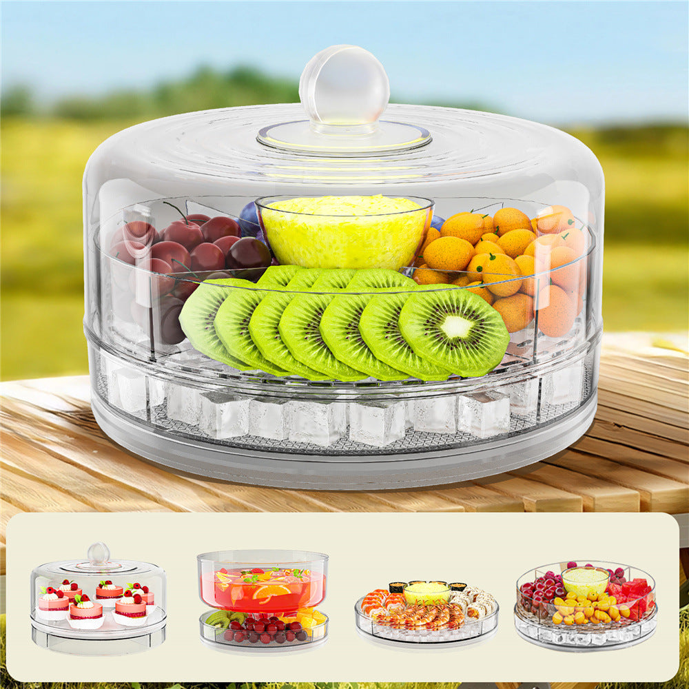 Outdoor Iced 4-compartment Multifunctional Crisper Rotating Storage Tray