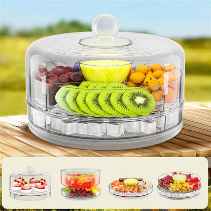Outdoor Iced 4-compartment Multifunctional Crisper Rotating Storage Tray