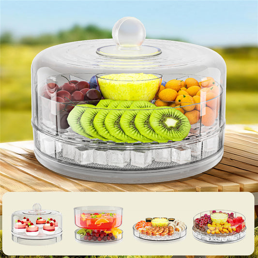 Outdoor Iced 4-compartment Multifunctional Crisper Rotating Storage Tray