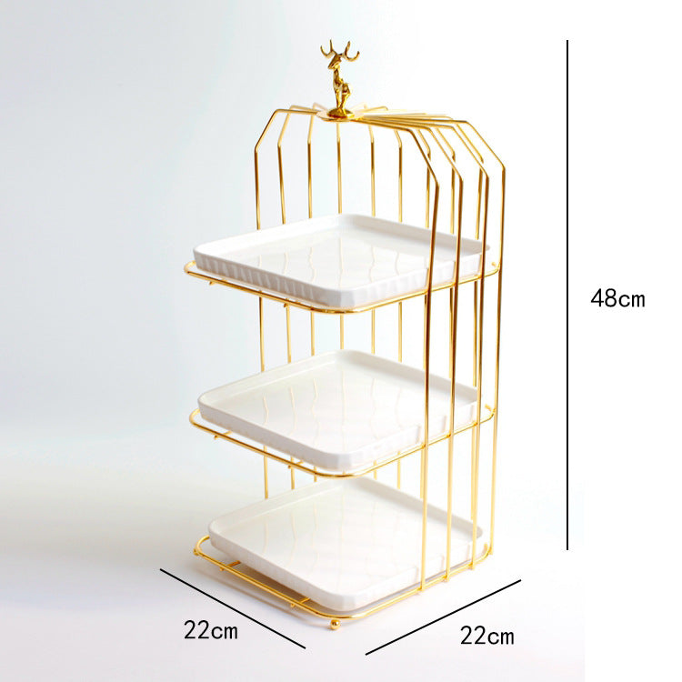 Ceramic Gold Plated Ceramic Dessert Tray Table Display Rack