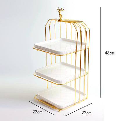 Ceramic Gold Plated Ceramic Dessert Tray Table Display Rack