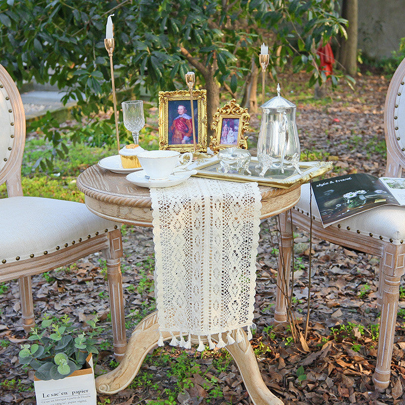 Pastoral Woven Table Runner Lace Retro Hollow Placemat