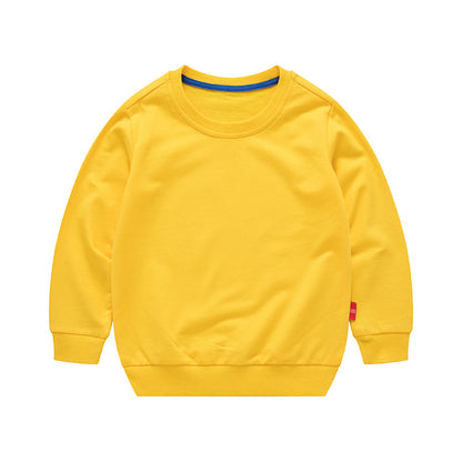 Boys Korean Round Neck Solid Color Loose Long Sleeve Pullover
