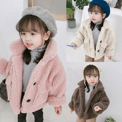 Baby Foreign Style Korean Version Plus Fleece Thickened Solid Color Top