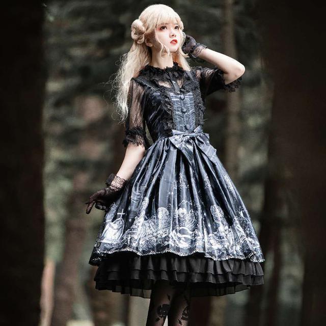 Lolita JSK dress Tomb Prisoner Girl Gothic Dark Jsk Dress Dark Vintage Victorian Princess Party Dress Sleeveless lolita dress