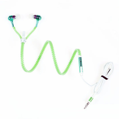 Luminous Metal Zipper Headphones With Microphone