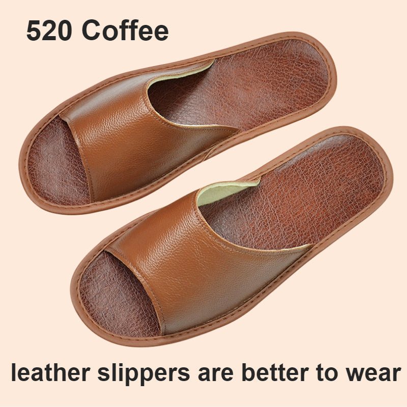 Widened Plus Size Leather Slippers