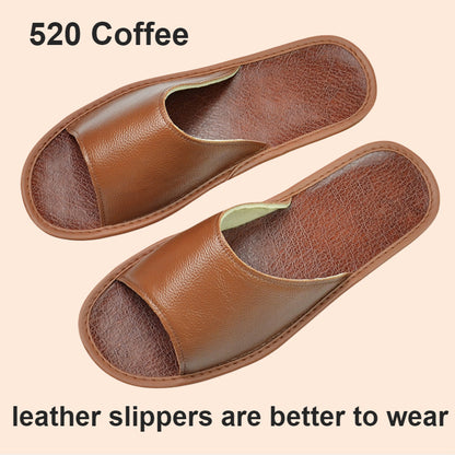 Widened Plus Size Leather Slippers