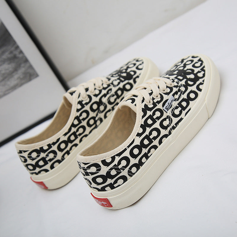 Low Cut Men And Women Letter Couple Canvas Shoes Laces - FLIPSTYLEZLLC