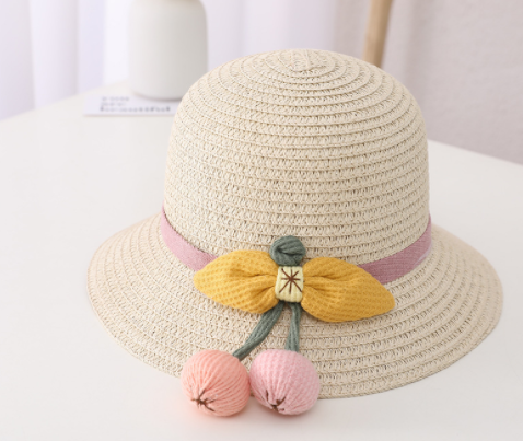 New Summer Children's Sun Protection Straw Hat Girls Pot Hat