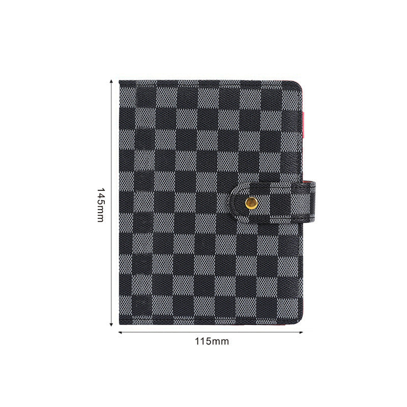 Makaron Loose-leaf Leather Cover Plaid Notebook