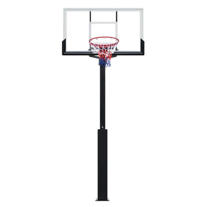 Outdoor Buried Hand-operated Height Adjustable Basketball Stand for Backyard Play