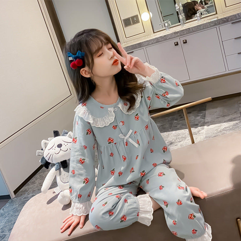 Cartoon Children's Long-sleeved Pajamas Girls Cotton
