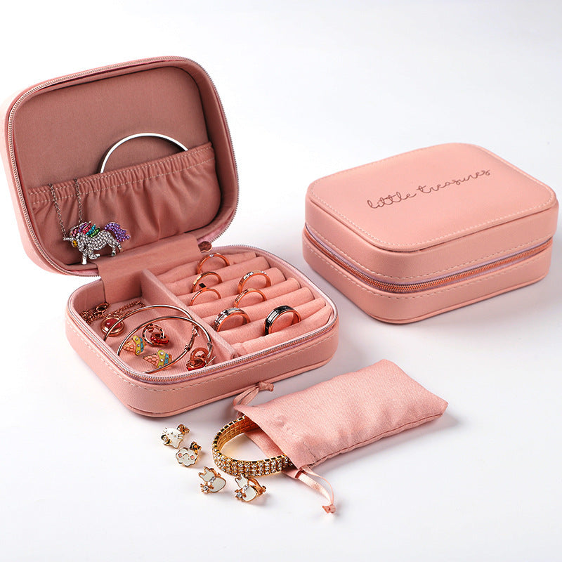 Portable Earring Ring Leather Jewelry Box Fashion Makeup Small Gift Box