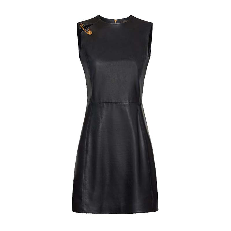 Celebrity all pin leather sleeveless casual dress