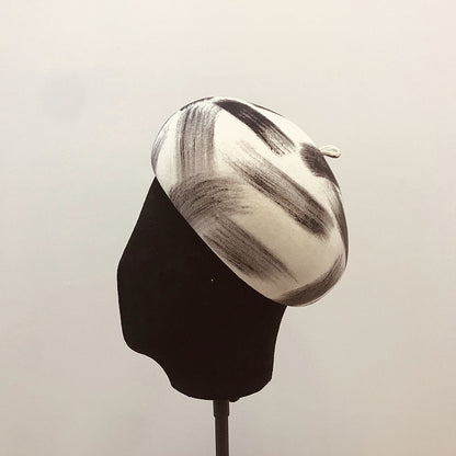 Simple graffiti brush color female wool felt hat