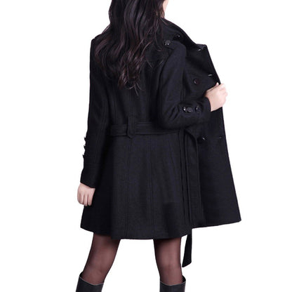 Korean Style Slim Waist Plus Size Woolen Mid-length Woolen Coat