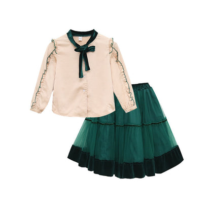 New green and white pretend play dress for girl