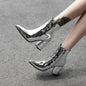 Working thick heel gold and silver plus size short boots