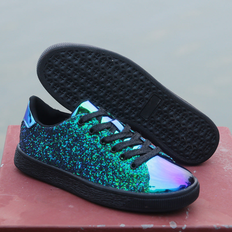 Color sequin street low shoes