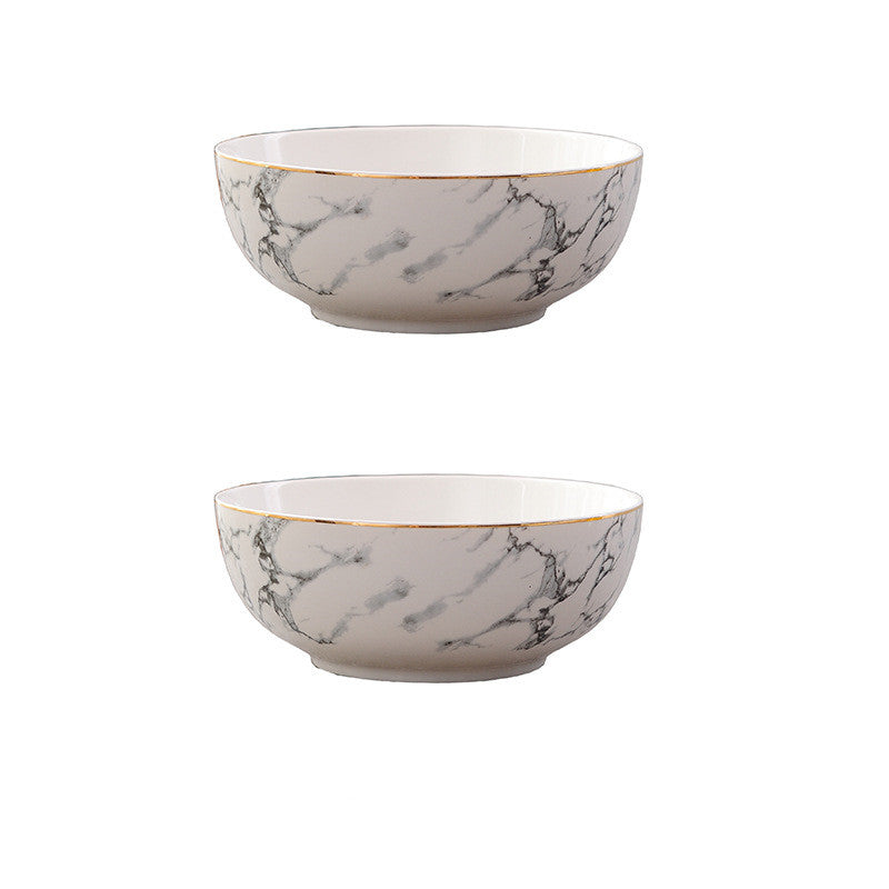 Gold rim marbled bowl set