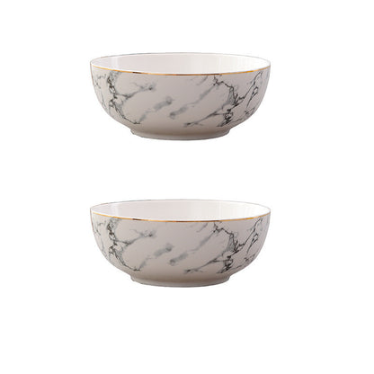Gold rim marbled bowl set