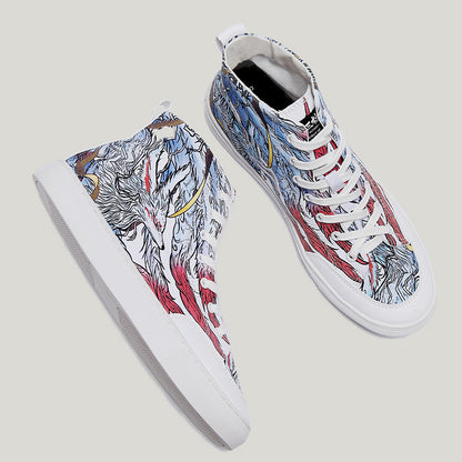 New Street Men's graffiti Wolf casual shoes
