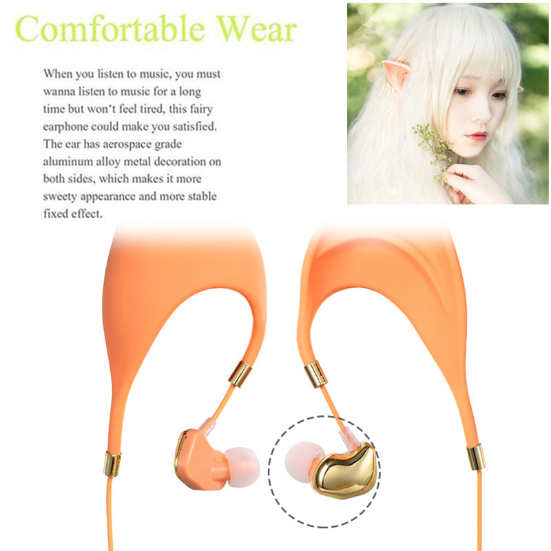 Cute Cartoon Earphone In Ear Headphones With Mic 3.5mm Wired Gaming Headset Cosplay Elf Ears Earphones Best Gift For Girls Kids