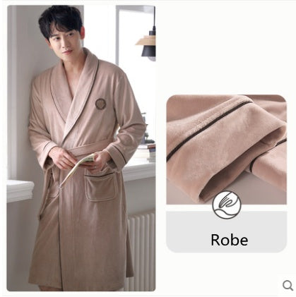 Burgundy island velvet fabric winter unisex flannel robe for men & women