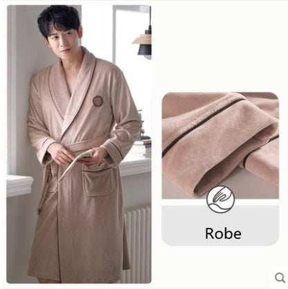 Burgundy island velvet fabric winter unisex flannel robe for men & women