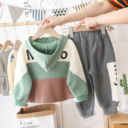 Patchwork cotton sweatshirt suit