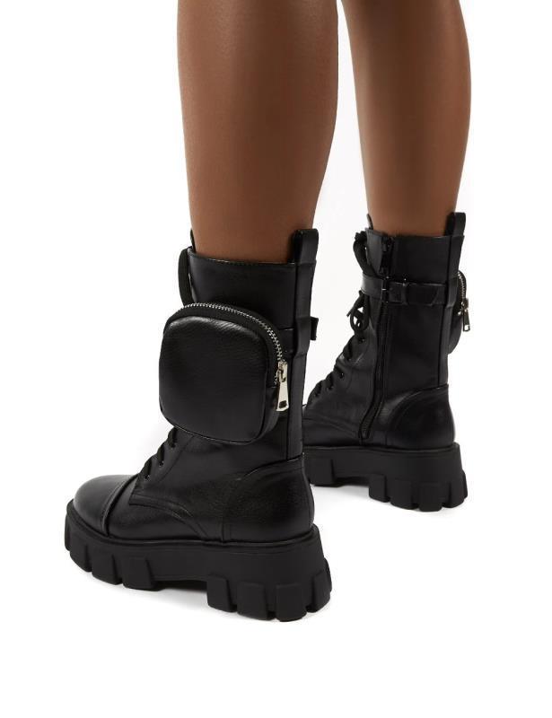 Round head female motorcycle riding boots