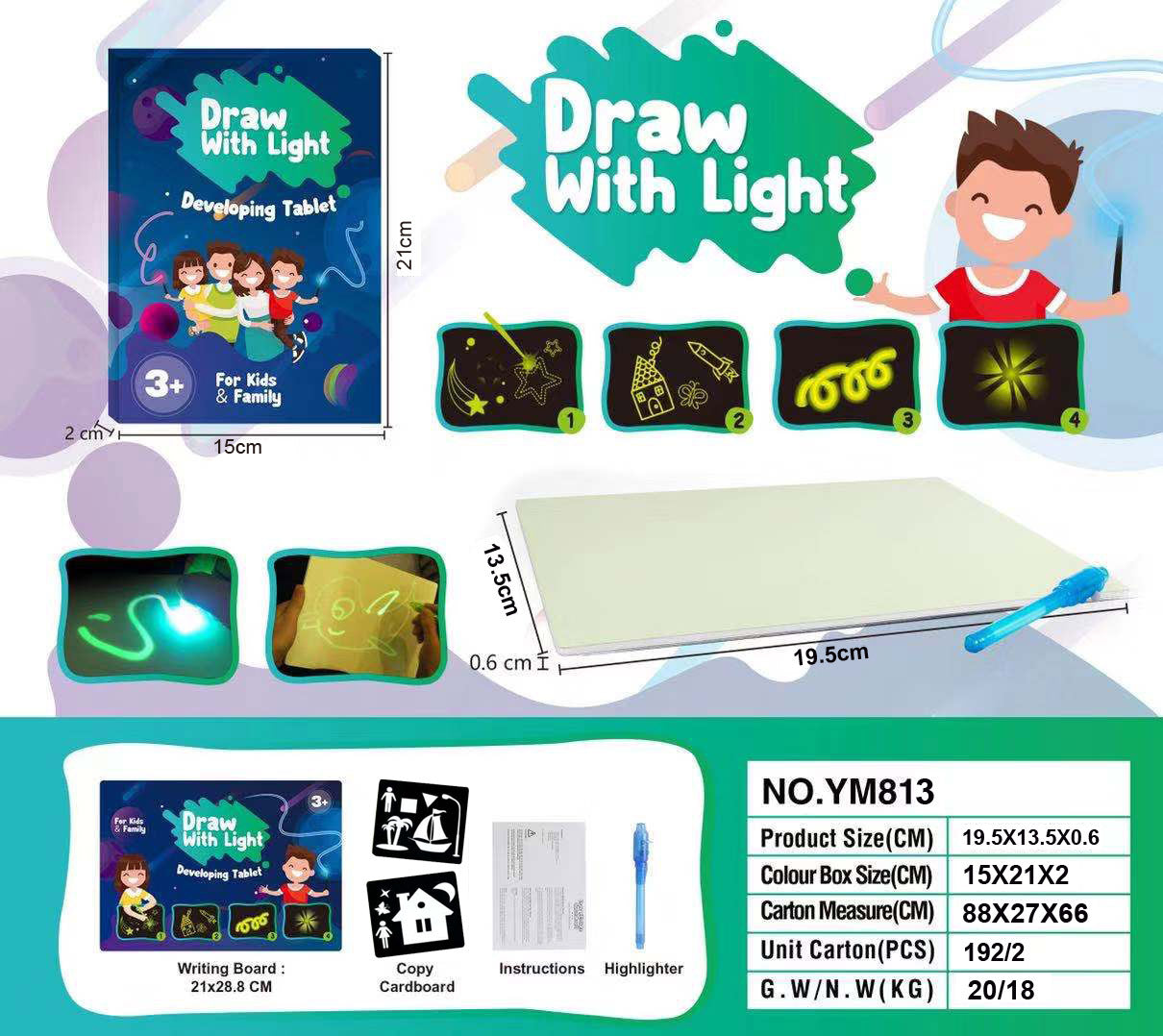 Fluorescent Painting Board, Luminous Board, Children's Luminous 3D Painting Writing Board