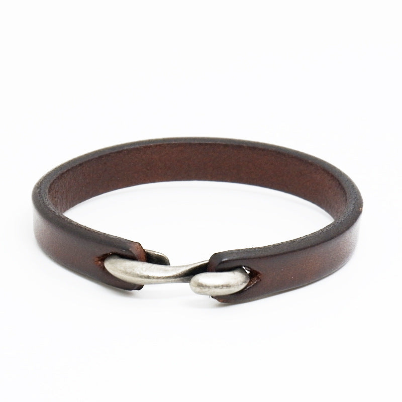 S buckle brown leather bracelet