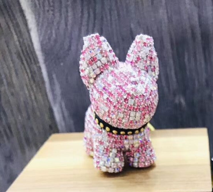 Diamond-encrusted dog key chain pendant