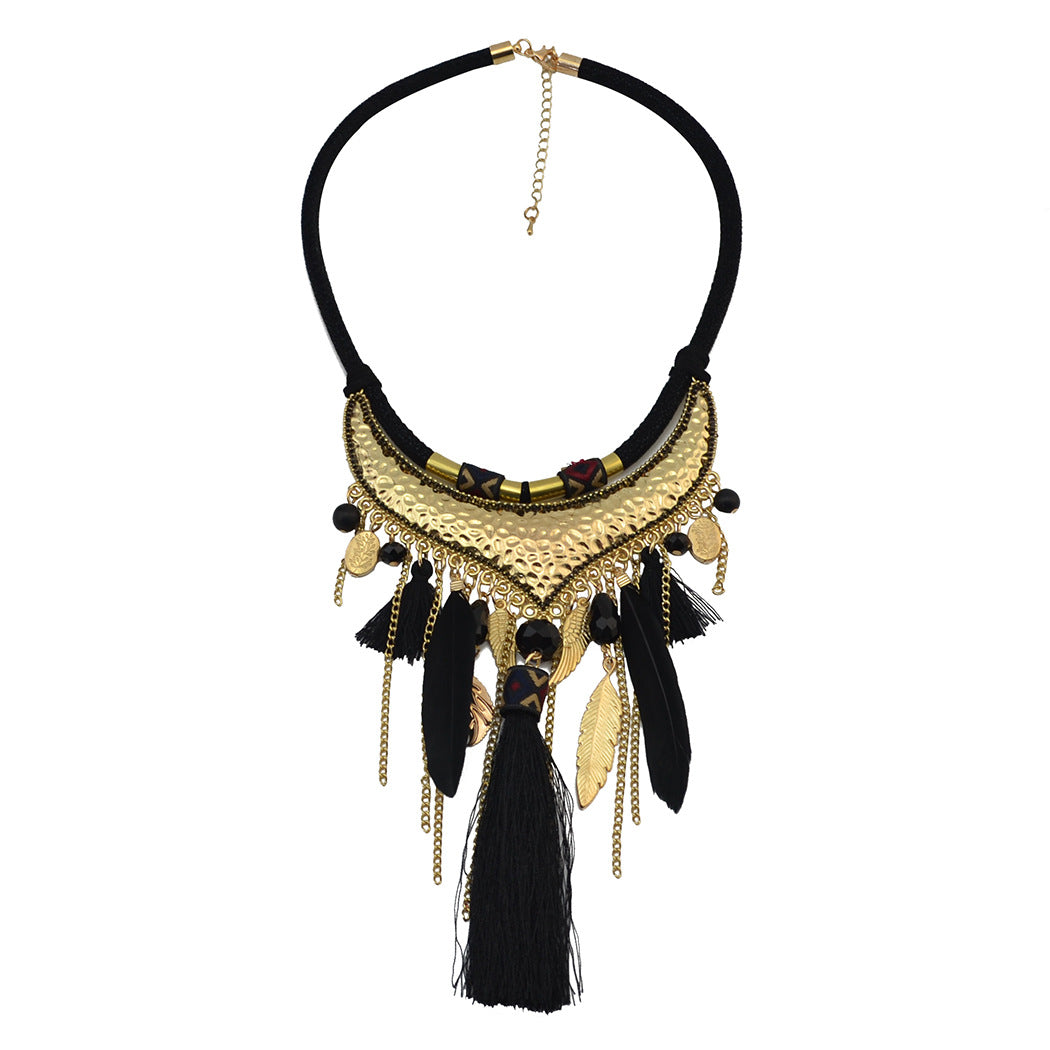 Original jewelry feather leaf tassel necklace - FLIPSTYLEZLLC